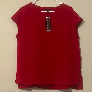 NWT Banana Republic 100% Silk Red Blouse Size Small Formal Work Party